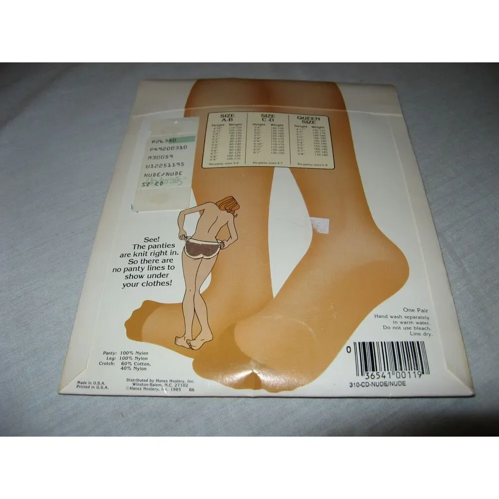 VTG Underalls Pantyhose & Panties All in One Nude Panty Nude Leg Size C-D NOS